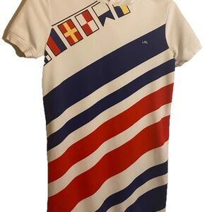 Ralph Lauren Women’s Flag & Stripes Hooded Short Sleeve Sweatshirt Dress